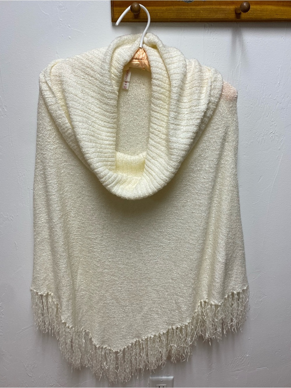 Xhilaration Women’s Cowl Neck Fringe Trim Poncho